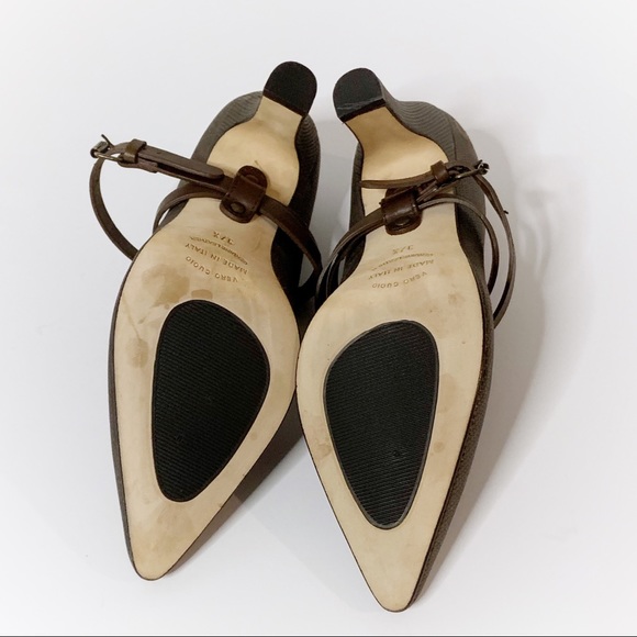 Anyi Lu | Pumps Metallic Leather Point Strap EUC - Picture 6 of 8